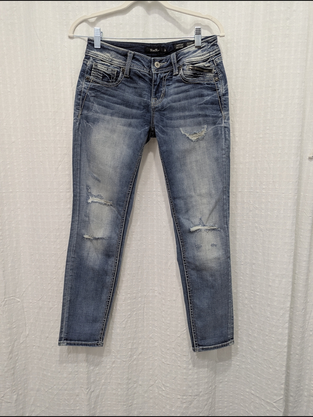 Miss Me Women's Skinny Distressed Jeans - Blue Wash Size 26x27